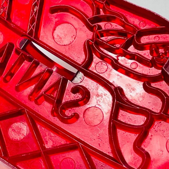 Vintage Red Plastic Santa Sleigh Cookie Cutter Imprint - Picture 7 of 7